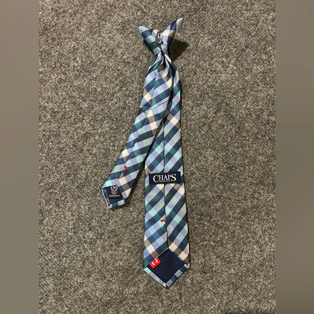 Chaps brand boys Blue Checkered Tie (clip on)